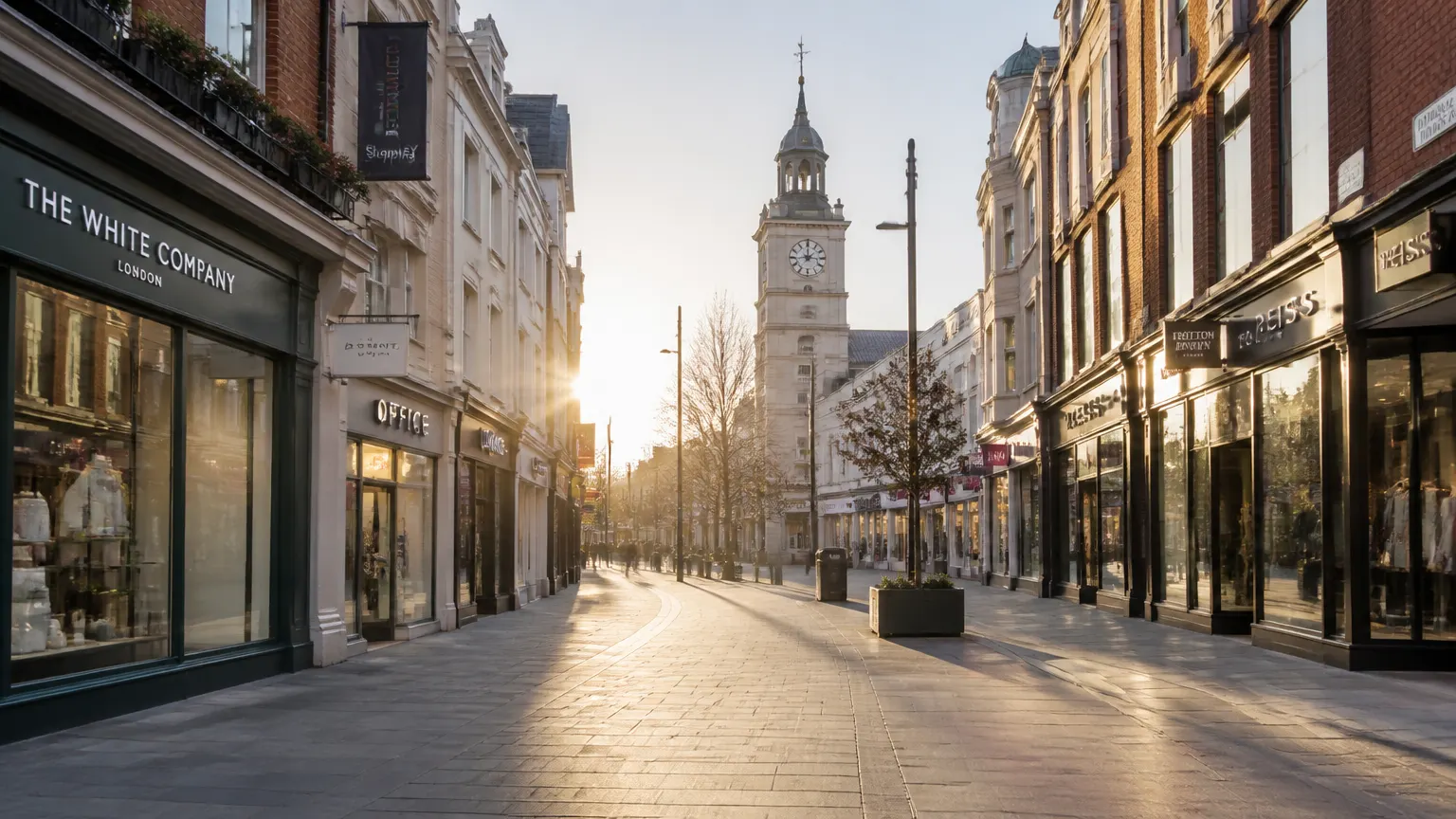 Bromley Market Square clock tower on the pedestrianised High Street, South East London